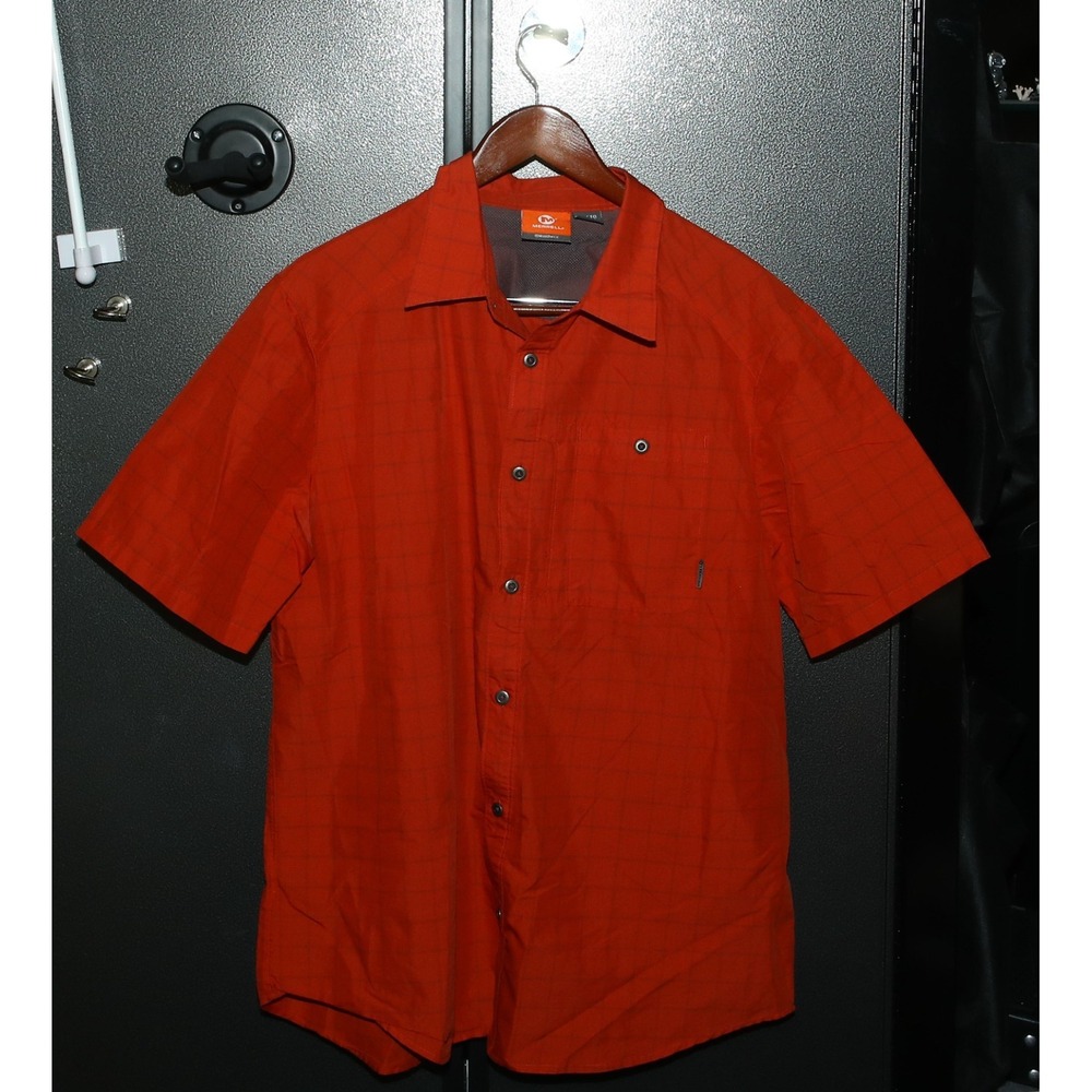 Merrell Short Sleeve Button Shirt Men's Size XL Orange Selectwick JMS21865
